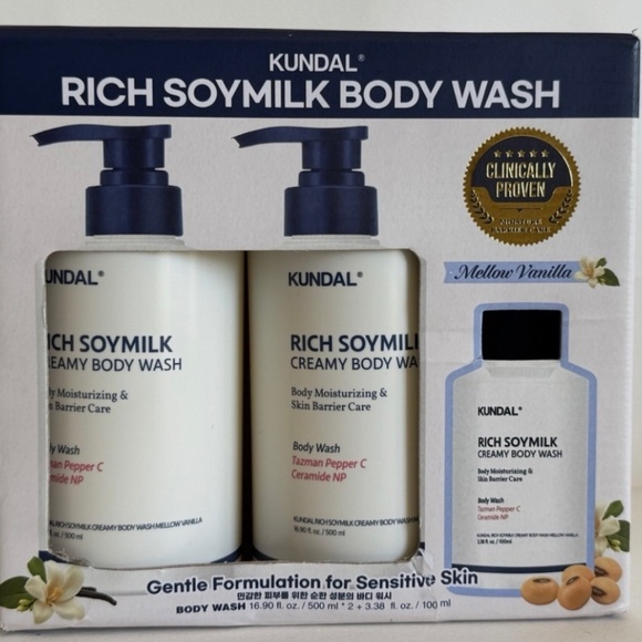 KUNDAL Rich Soymilk Creamy Body Cream 500ml+500ml+100ml Mellow Vanilla Scenting - Picture 1 of 8